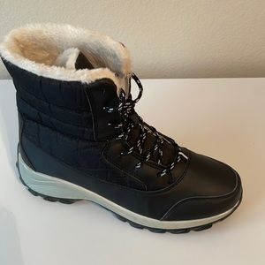 Black Lace-up plush snow boots